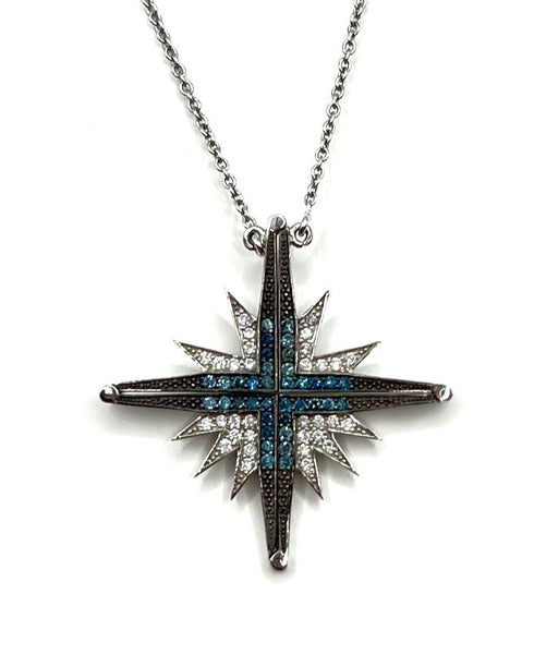 14K Gold & Black Diamond Star Of Bethlehem Opening Magnetic Necklace